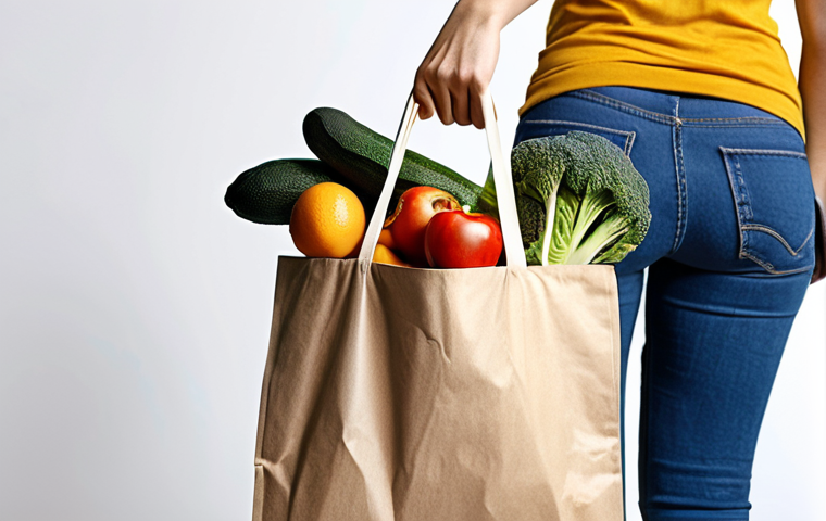 A reusable shopping bag filled with groceries, replacing single-use plastic bags, emphasizing environmental protection and convenience.